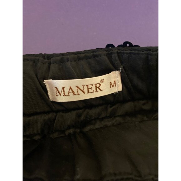 Maner Black Sequin High-Waisted Shorts 100% Polyester Size M - Picture 3 of 5